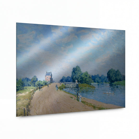 Obraz Alfred Sisley — The Road to Hampton Court — luxusní reprodukce na kovu — luxusní reprodukce na kovu