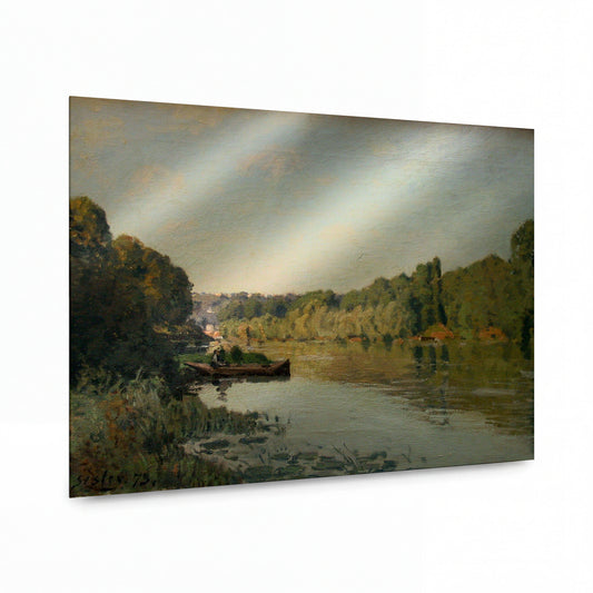 Obraz Alfred Sisley — The Seine at Bougival, Morning, 1873 — luxusní reprodukce na kovu — luxusní reprodukce na kovu