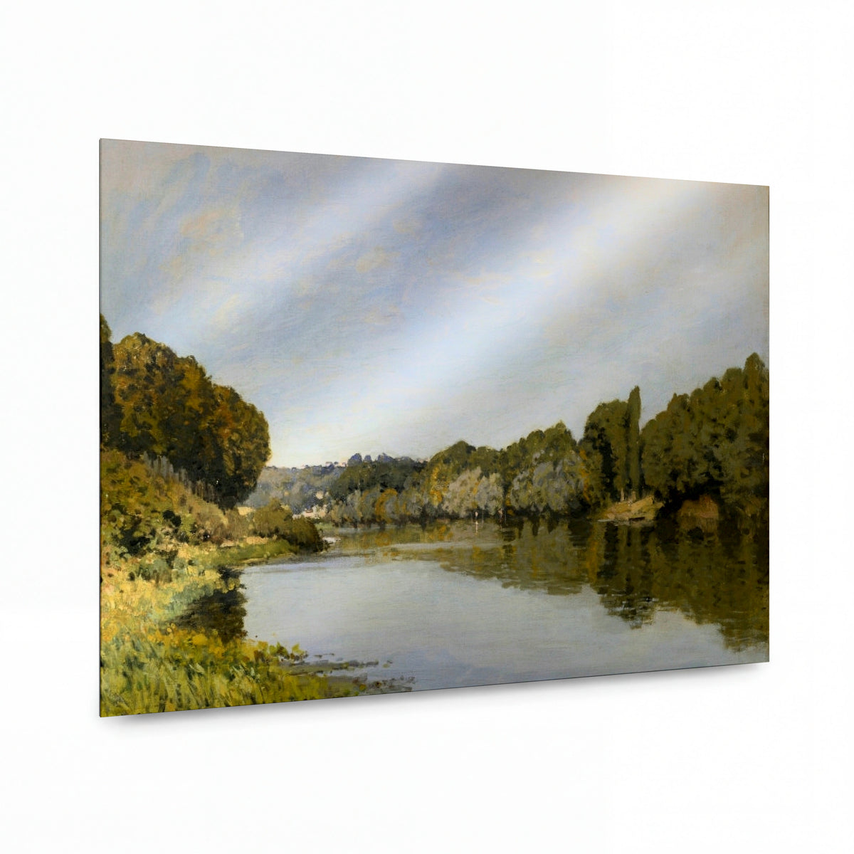 Obraz Alfred Sisley — The Seine at Bougival — kovová reprodukce s vysokým leskem