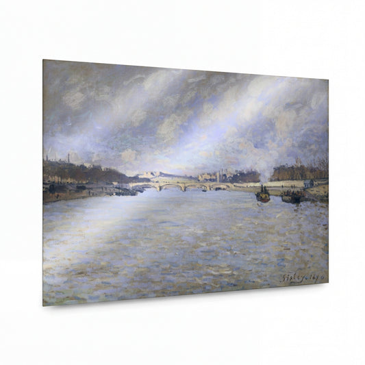 Obraz Alfred Sisley — Sena u Paříže a most Grenelle — lesklý obraz na hliníku — lesklý obraz na hliníku
