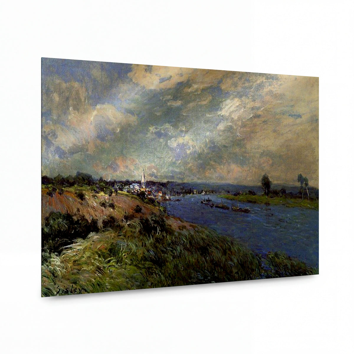Obraz Alfred Sisley — The Seine at Saint-Cloud — hliníkový panel s vysokým leskem