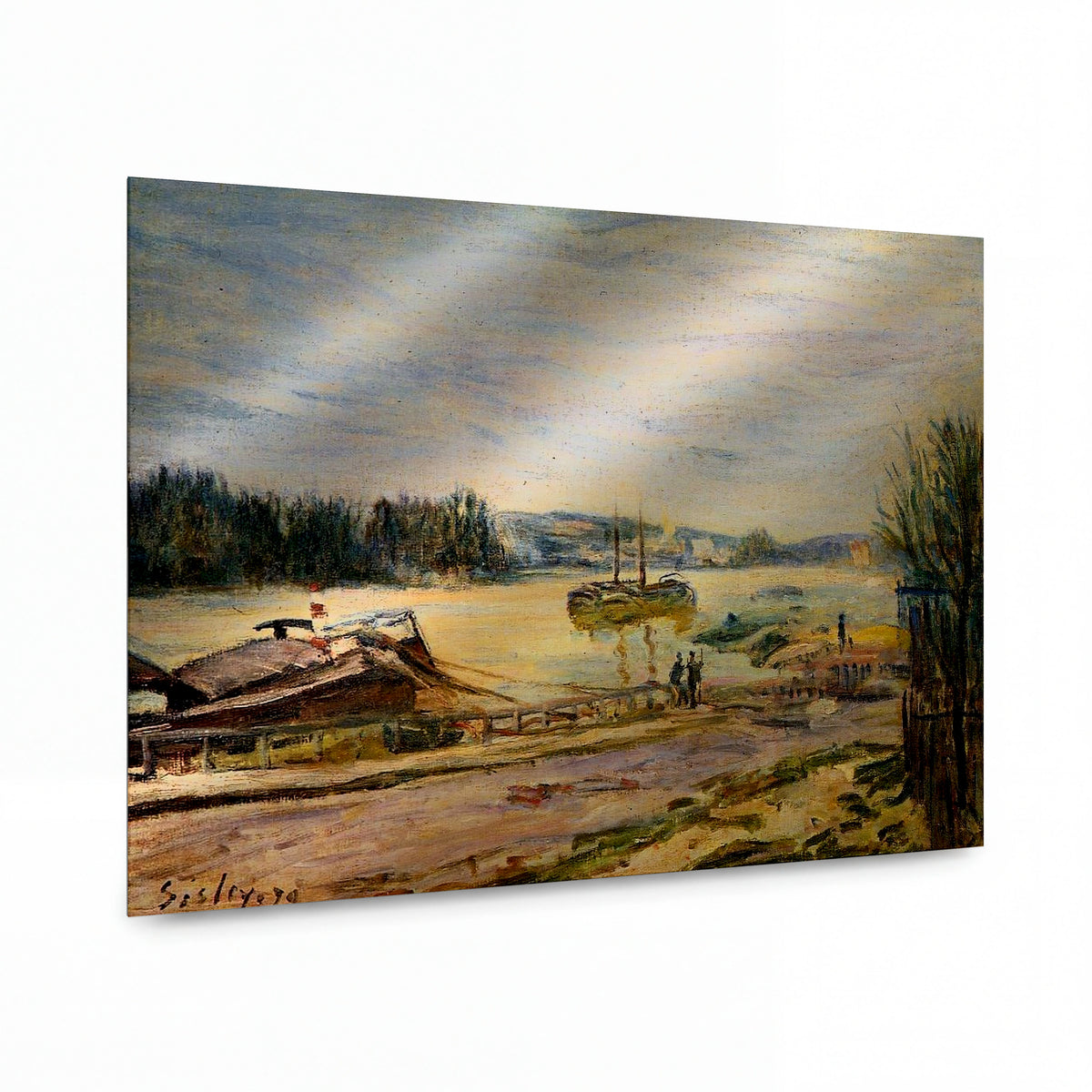 Obraz Alfred Sisley — Seina u Saint-Cloud při povodni — kovová reprodukce s vysokým leskem — kovová reprodukce s vysokým leskem