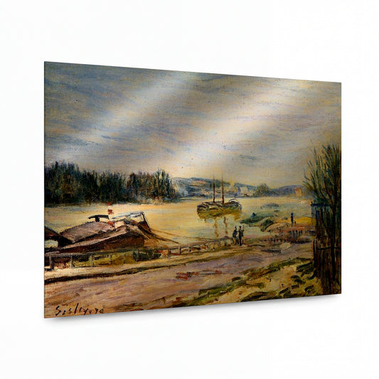 Obraz Alfred Sisley — Seina u Saint-Cloud při povodni — kovová reprodukce s vysokým leskem — kovová reprodukce s vysokým leskem