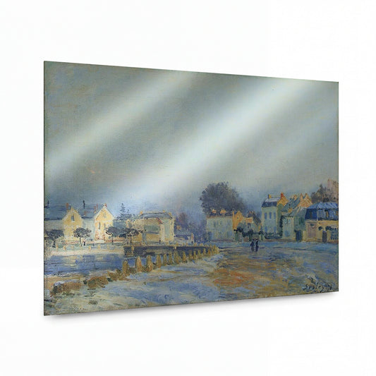 Obraz Alfred Sisley — The Watering Place at Marly-Le-Roi - Hoarfrost — reprodukce na lesklém hliníkovém panelu