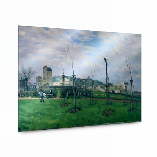 Obraz Alfred Sisley — Pohled na Montmartre z Cité des Fleurs, Les Batignolles — kovový obraz na hliníkovém panelu — kovový obraz na hliníkovém panelu