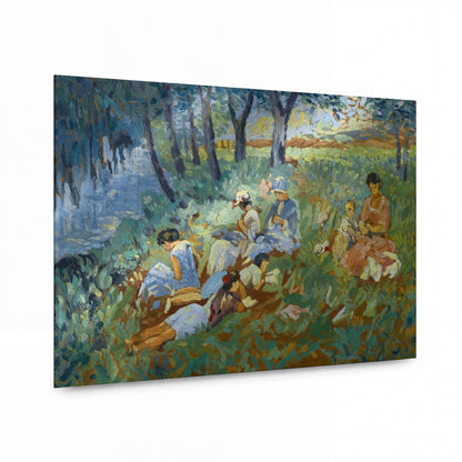 Obraz Henri Lebasque — Les Andelys, rodina u vody — kovový obraz na hliníkovém panelu
