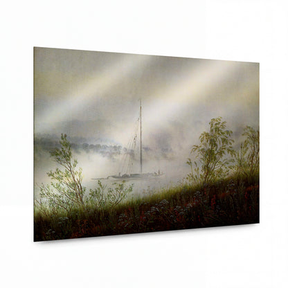 Obraz Caspar David Friedrich — Loď na Labi v ranní mlze — lesklý obraz na hliníku — lesklý obraz na hliníku