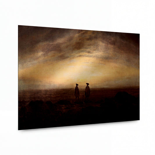Obraz Caspar David Friedrich — Dva muži u moře za soumraku — reprodukce na kovovém panelu s vysokým leskem