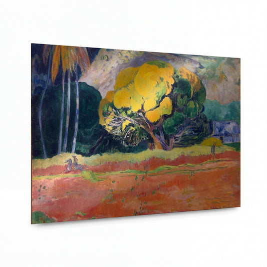 Obraz Paul Gauguin — Fatata Te Moua (At the Foot of a Mountain) — prémiová reprodukce na kovovém panelu — prémiová reprodukce na kovovém panelu