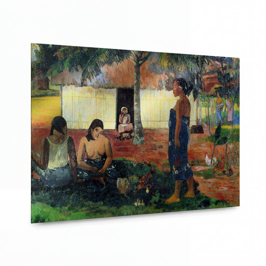 Obraz Paul Gauguin — No Te Aha Oe Riri (Why Are You Angry) — kovový obraz s vysokým leskem — kovový obraz s vysokým leskem