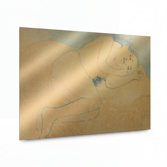Obraz Paul Gauguin — Young Breton Girl Laying — reprodukce na lesklém hliníkovém panelu — reprodukce na lesklém hliníkovém panelu