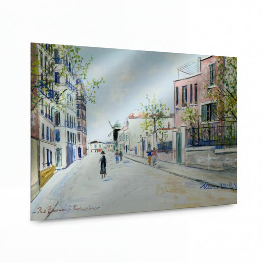 Obraz Maurice Utrillo — Girardon Street at Montmartre — umělecká reprodukce na hliníku — umělecká reprodukce na hliníku
