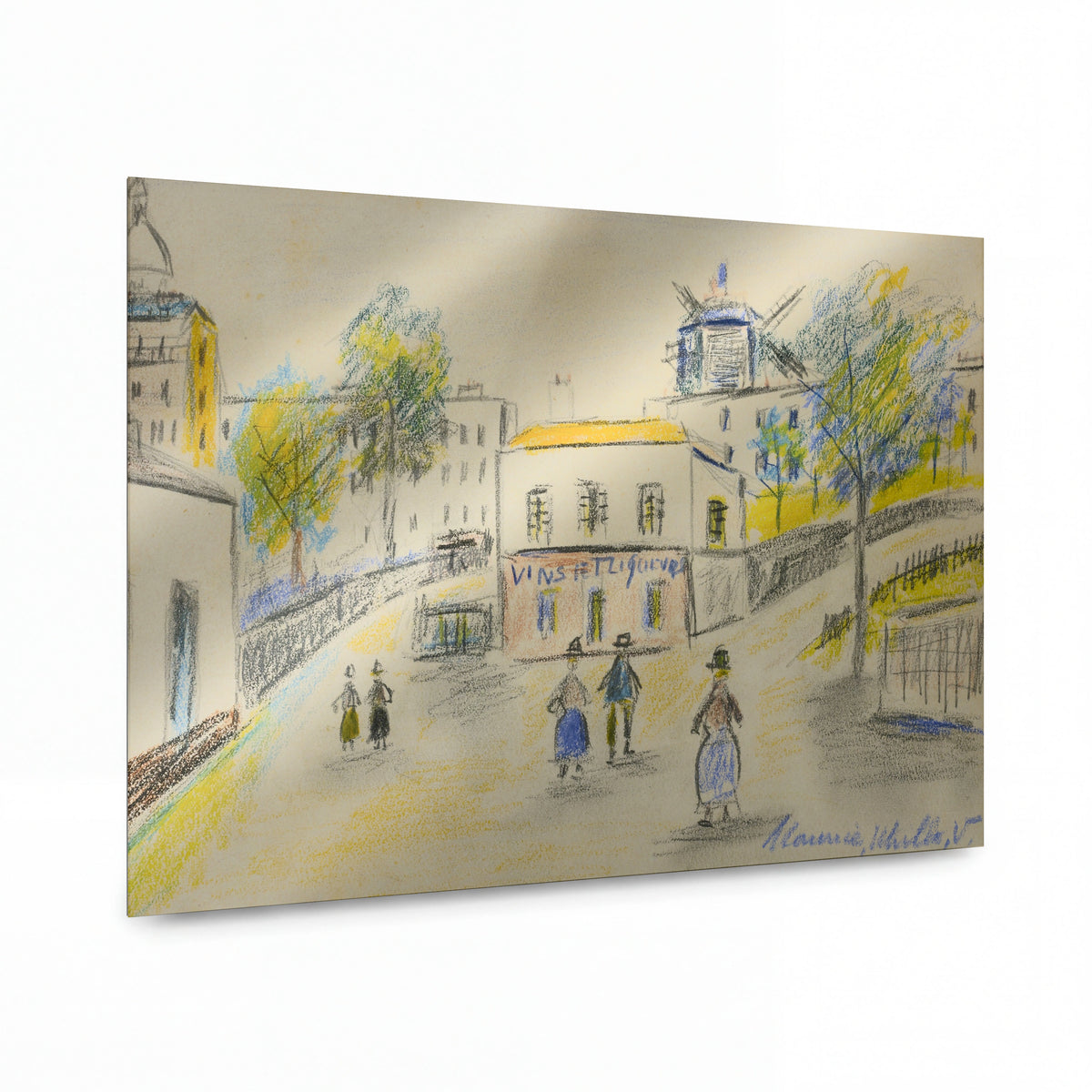 Obraz Maurice Utrillo — Le Moulin de la Galette — umělecký kovový obraz s vysokým leskem — umělecký kovový obraz s vysokým leskem