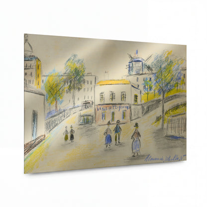 Obraz Maurice Utrillo — Le Moulin de la Galette — umělecký kovový obraz s vysokým leskem — umělecký kovový obraz s vysokým leskem