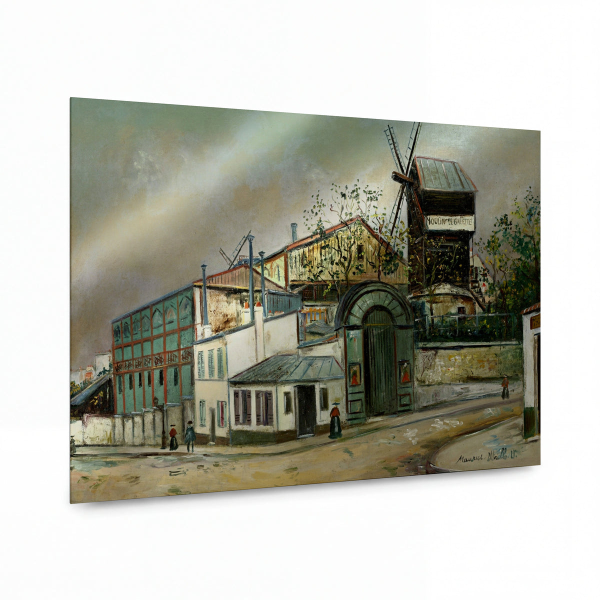 Obraz Maurice Utrillo — Le Moulin de la Galette, Montmartre — umělecký kovový obraz s vysokým leskem — umělecký kovový obraz s vysokým leskem