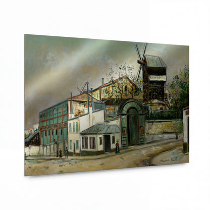 Obraz Maurice Utrillo — Le Moulin de la Galette, Montmartre — umělecký kovový obraz s vysokým leskem — umělecký kovový obraz s vysokým leskem