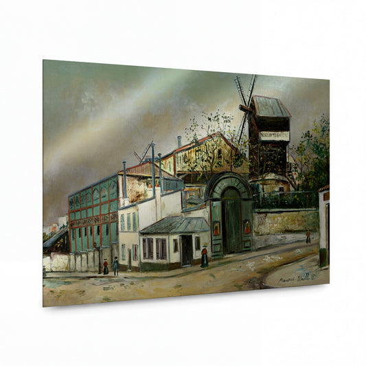 Obraz Maurice Utrillo — Le Moulin de la Galette, Montmartre — umělecký kovový obraz s vysokým leskem — umělecký kovový obraz s vysokým leskem