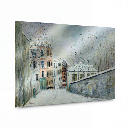 Obraz Maurice Utrillo — Mont-Cenis Street under the Snow — kovová reprodukce s vysokým leskem