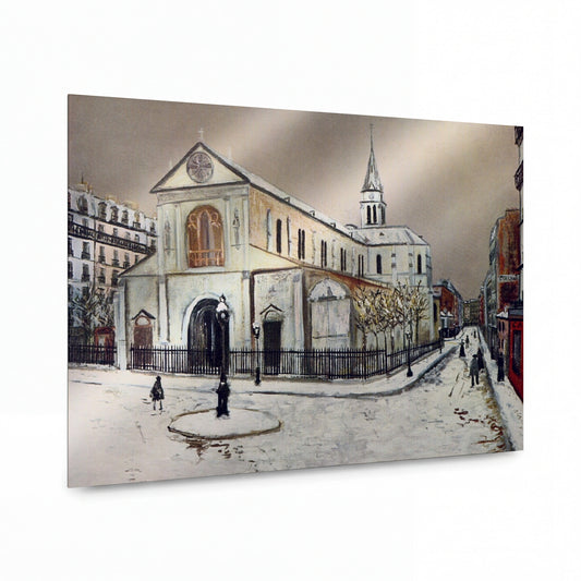 Obraz Maurice Utrillo — Notre-Dame de Clignancourt — luxusní reprodukce na kovu — luxusní reprodukce na kovu