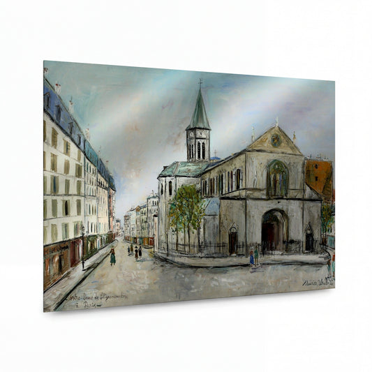 Obraz Maurice Utrillo — Notre-Dame de Clignancourt — umělecký kovový obraz s vysokým leskem — umělecký kovový obraz s vysokým leskem