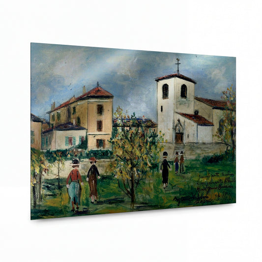 Obraz Maurice Utrillo — The Church of Saint-Bernard — lesklý kovový obraz