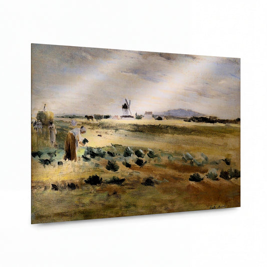 Obraz Berthe Morisot — The Little Windmill at Gennevilliers — kovová reprodukce s vysokým leskem — kovová reprodukce s vysokým leskem