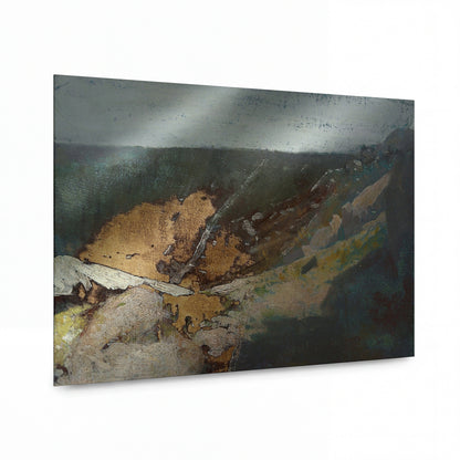 Obraz Odilon Redon — Seascape with Cliffs — reprodukce na kovovém panelu s vysokým leskem