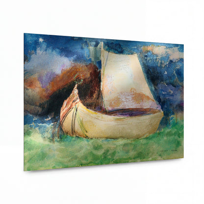 Obraz Odilon Redon — The Boat — prémiová reprodukce na kovovém panelu — prémiová reprodukce na kovovém panelu
