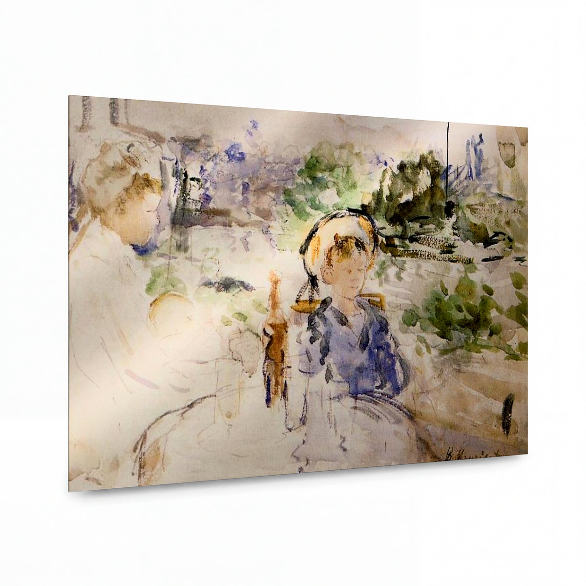 Obraz Berthe Morisot — Oběd na venkově — kovový obraz na hliníkovém panelu — kovový obraz na hliníkovém panelu