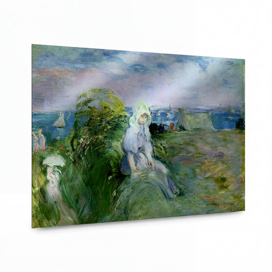 Obraz Berthe Morisot — On the Cliff at Portrieux — prémiová reprodukce na kovovém panelu — prémiová reprodukce na kovovém panelu