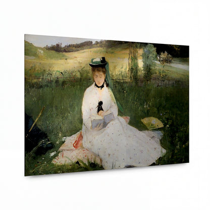 Obraz Berthe Morisot — Reading with Green Umbrella — reprodukce na kovovém panelu s vysokým leskem — reprodukce na kovovém panelu s vysokým leskem