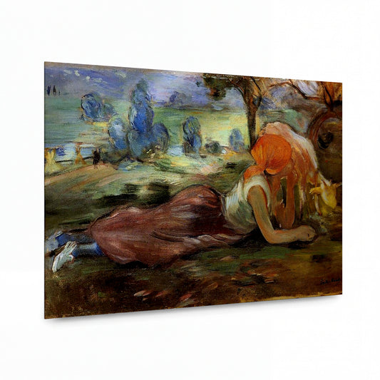 Obraz Berthe Morisot — Shepherdess Laying Down — luxusní reprodukce na kovu — luxusní reprodukce na kovu