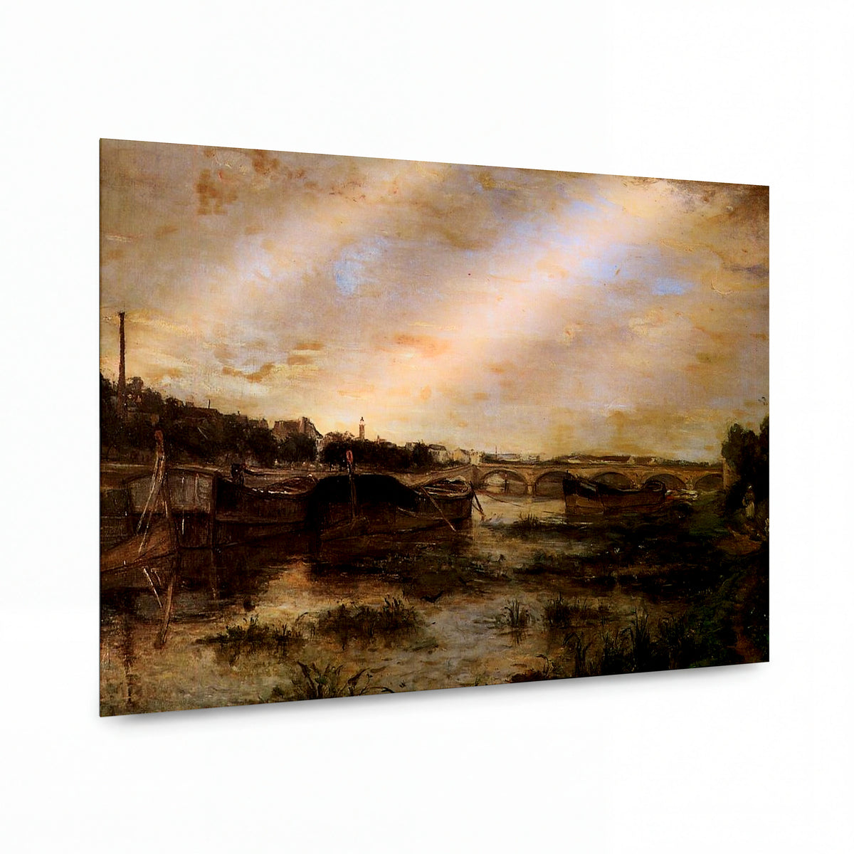 Obraz Berthe Morisot — The Seine below the Pont d'Iéna — luxusní reprodukce na kovu — luxusní reprodukce na kovu