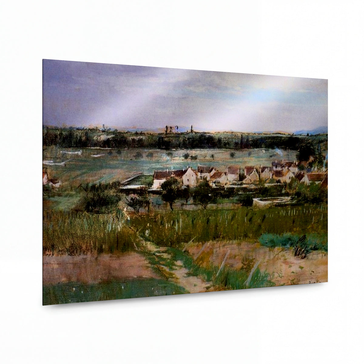 Obraz Berthe Morisot — The Village of Maurecourt — kovový obraz s vysokým leskem