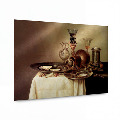 Obraz Willem Claesz — Still life with oysters — lesklý kovový obraz — lesklý kovový obraz