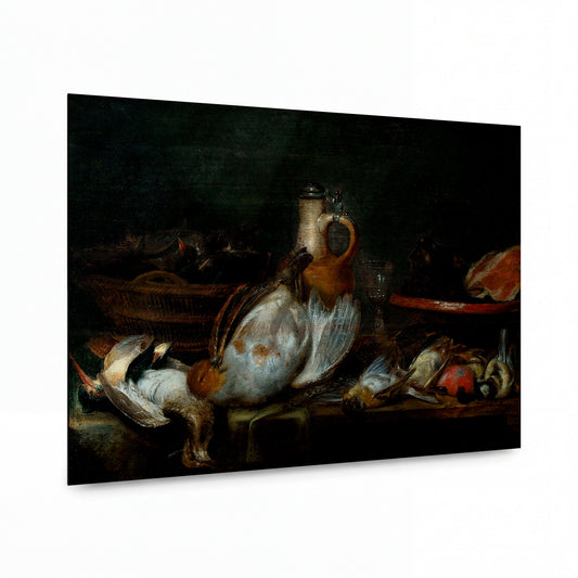 Obraz Alexander Adriaenssen — Still life with a bird — prémiová reprodukce na kovovém panelu — prémiová reprodukce na kovovém panelu