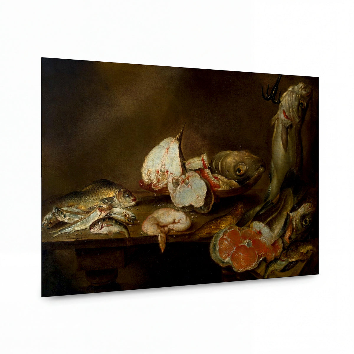 Obraz Alexander Adriaenssen — Still life with fish — prémiová reprodukce na kovovém panelu — prémiová reprodukce na kovovém panelu