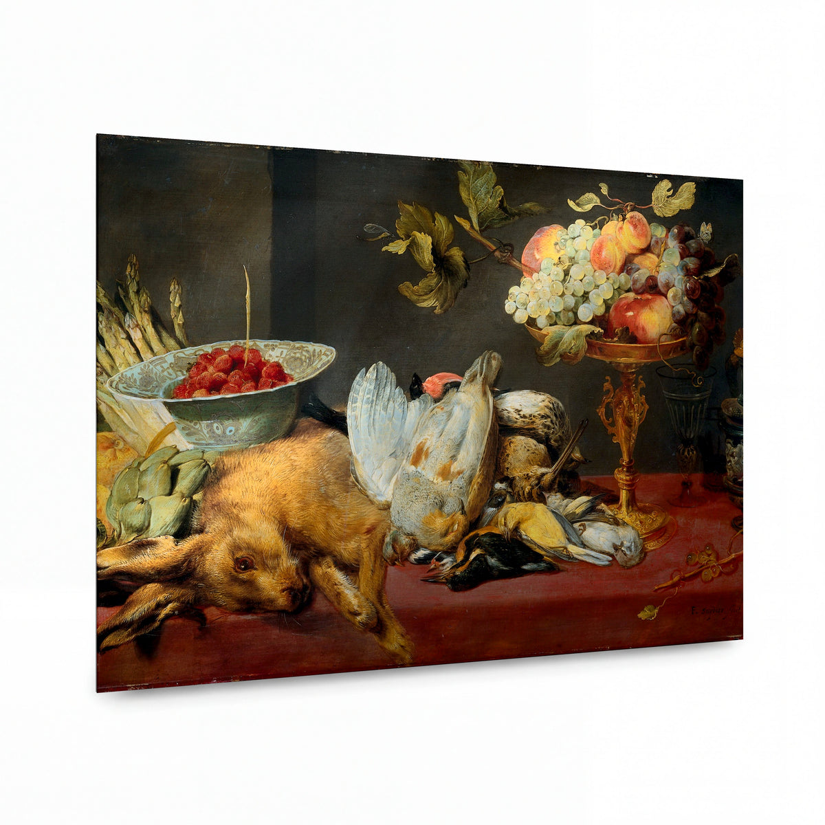 Obraz Frans Snyders — Zátiší s loveckou kořistí a ovocem — kovový obraz na hliníkovém panelu