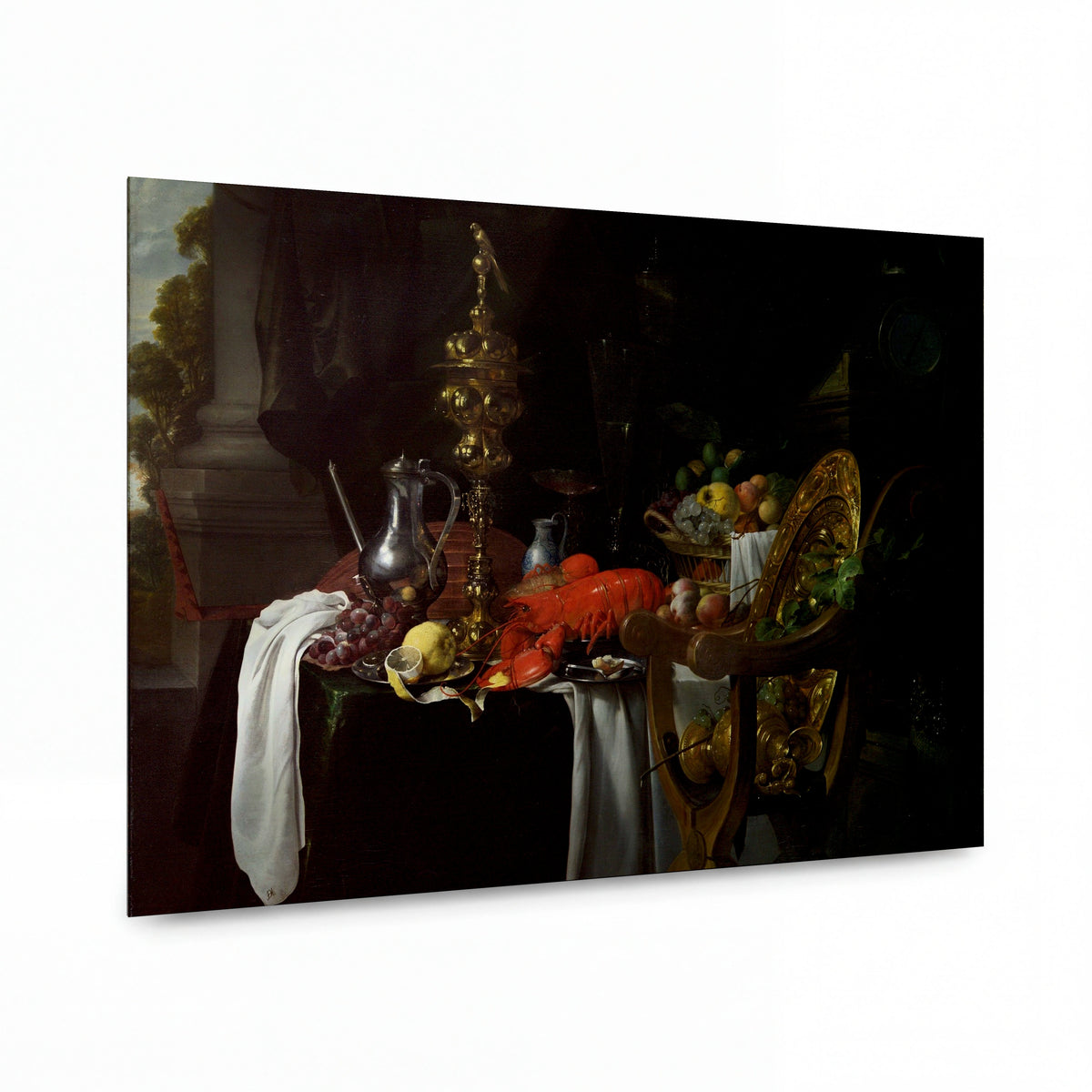Obraz Jan Davidsz de Heem — Feast — reprodukce na kovovém panelu s vysokým leskem — reprodukce na kovovém panelu s vysokým leskem