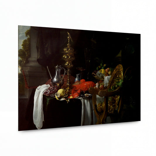 Obraz Jan Davidsz de Heem — Feast — reprodukce na kovovém panelu s vysokým leskem — reprodukce na kovovém panelu s vysokým leskem