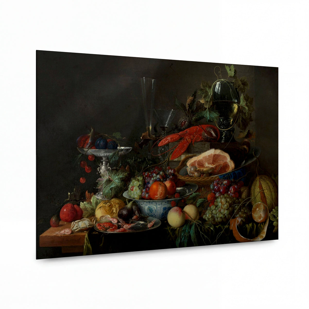 Obraz Jan Davidsz — Still life with ham, lobster and fruit — lesklý obraz na hliníku