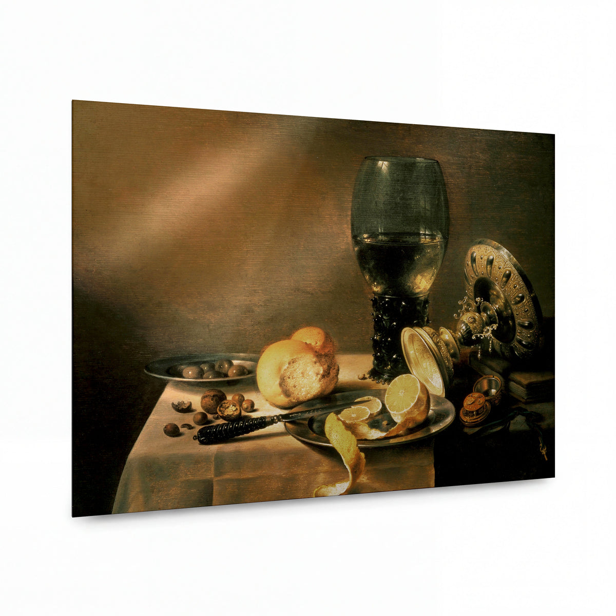 Obraz Pieter Claesz — Still Life with a Silver Cup — prémiová reprodukce na kovovém panelu
