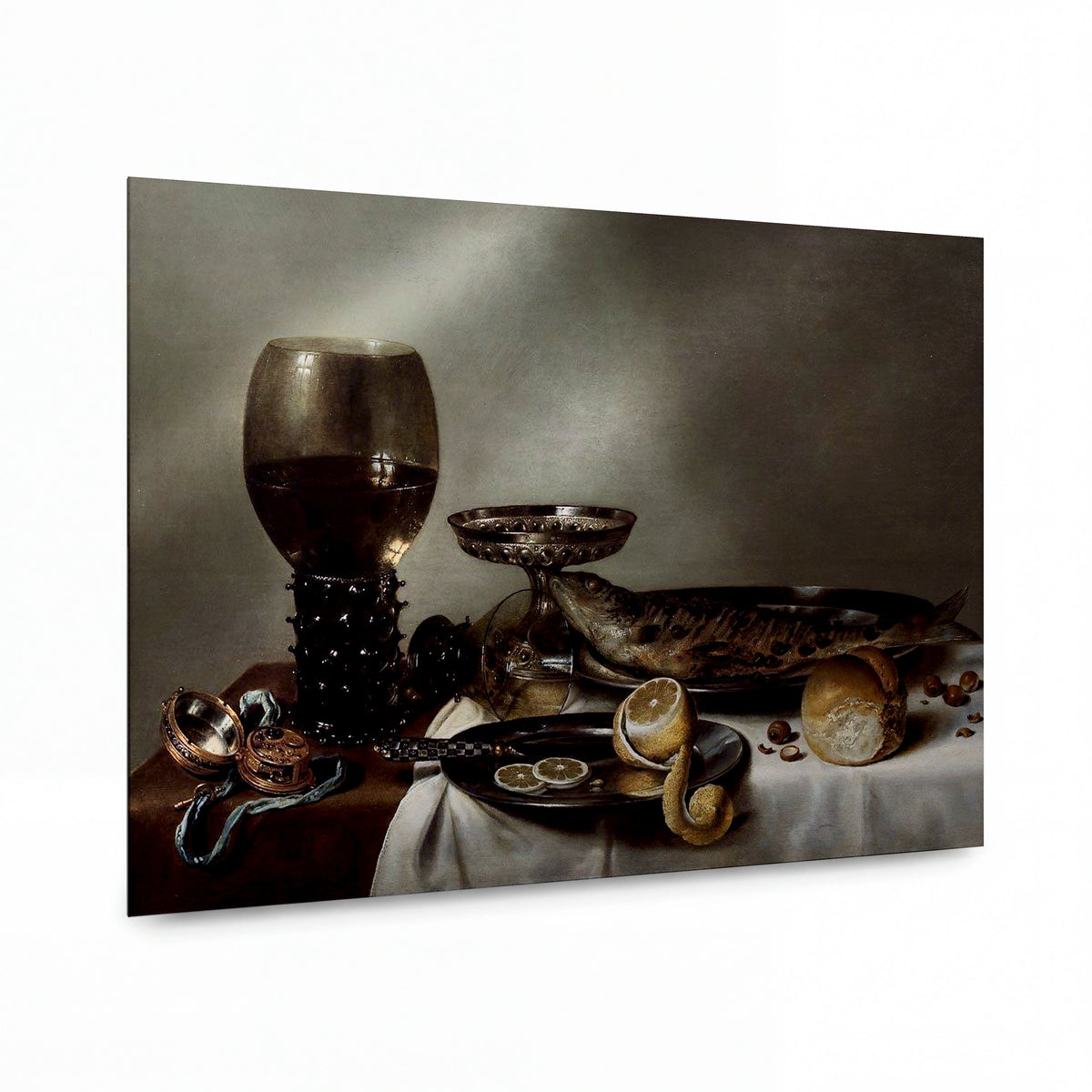 Obraz Willem Claesz — Breakfast with Fish — hliníkový panel s vysokým leskem