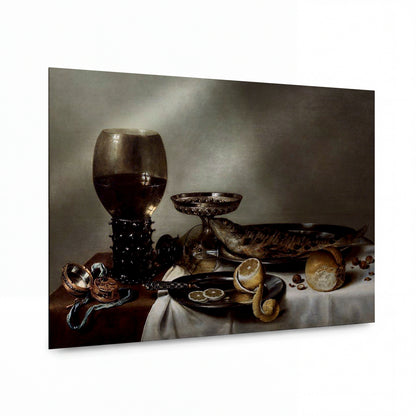 Obraz Willem Claesz — Breakfast with Fish — hliníkový panel s vysokým leskem