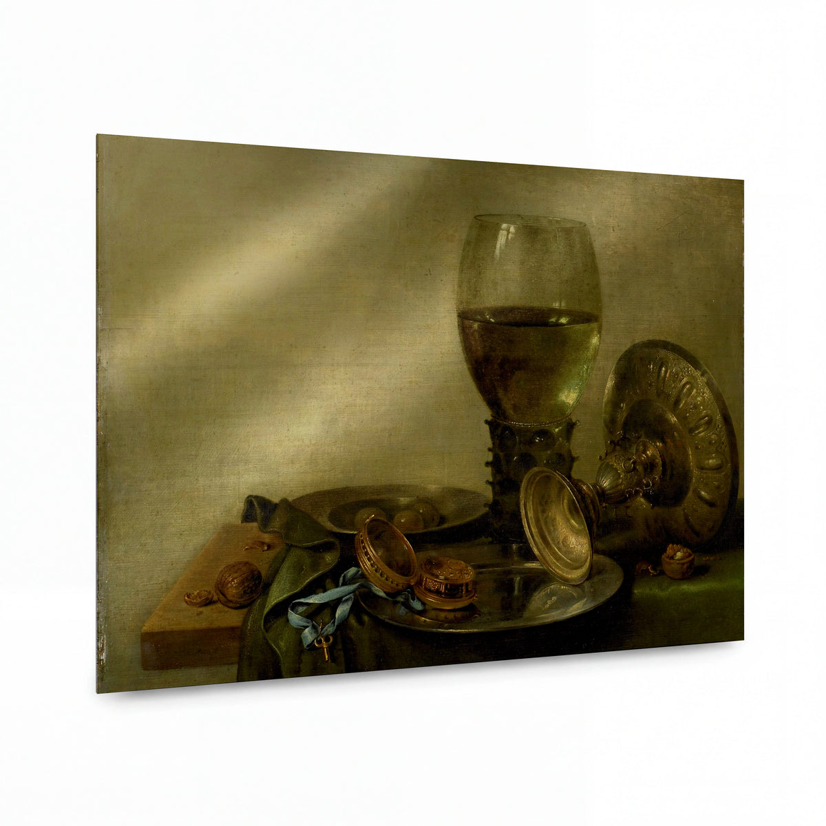 Obraz Willem Claesz — Zátiší se stříbrným kalichem — lesklý obraz na hliníku