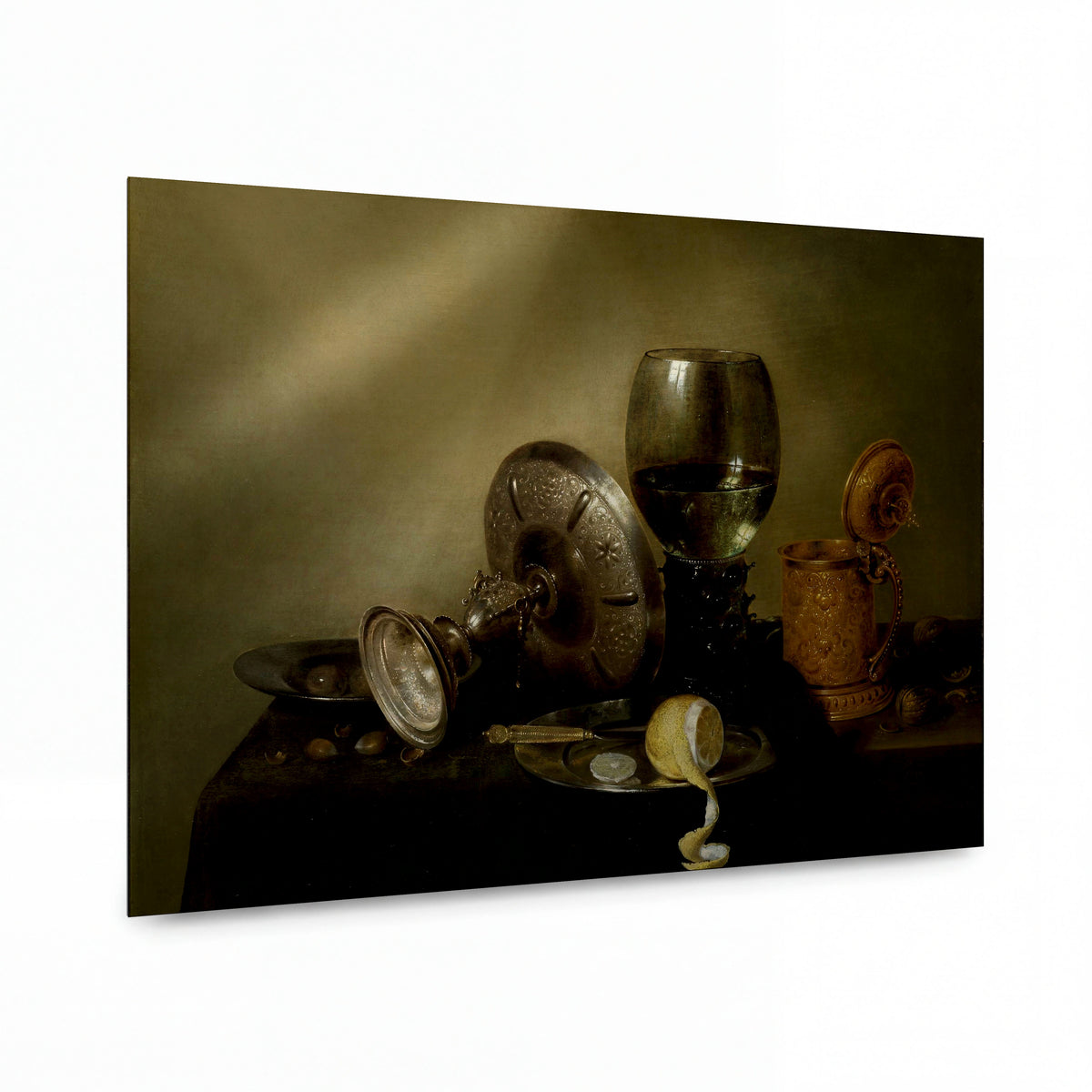 Obraz Willem Claesz — Still life with gilt cup — umělecká reprodukce na hliníku — umělecká reprodukce na hliníku