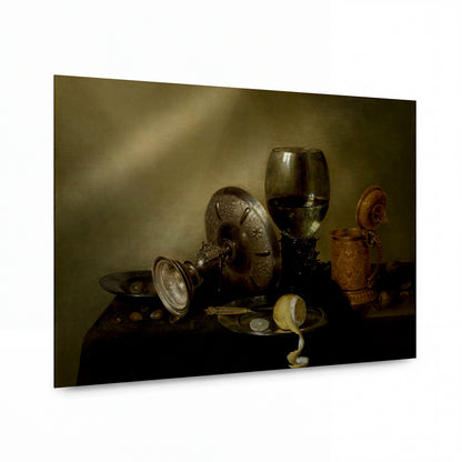 Obraz Willem Claesz — Still life with gilt cup — umělecká reprodukce na hliníku — umělecká reprodukce na hliníku