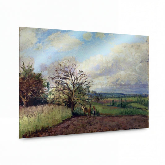 Obraz Camille Pissarro — Landscape with a Cowherd, 1872 — kovový obraz na hliníkovém panelu