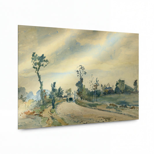 Obraz Camille Pissarro — Louveciennes, the Road of Saint-Germain, 1871 — kovový obraz na hliníkovém panelu
