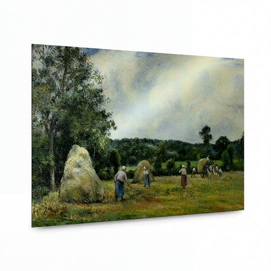 Obraz Camille Pissarro — The Harvest at Montfoucault — hliníkový panel s vysokým leskem — hliníkový panel s vysokým leskem
